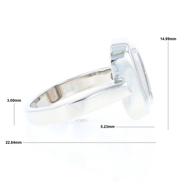 Gold Quartz Ring Oval Inlaid Design with .16ctw Round Diamonds
