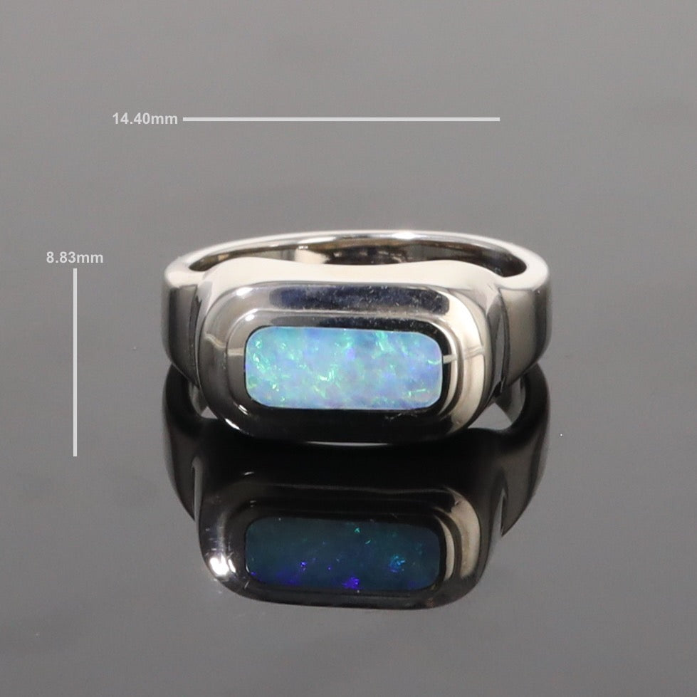 Opal Rings Rectangle Inlaid Design Lady's Ring