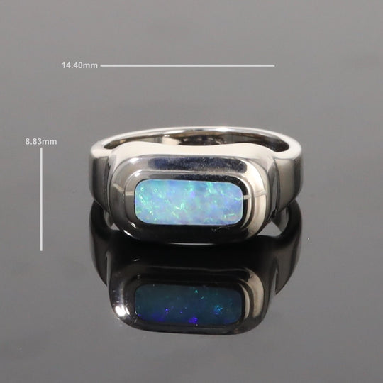 Opal Rings Rectangle Inlaid Design Lady's Ring