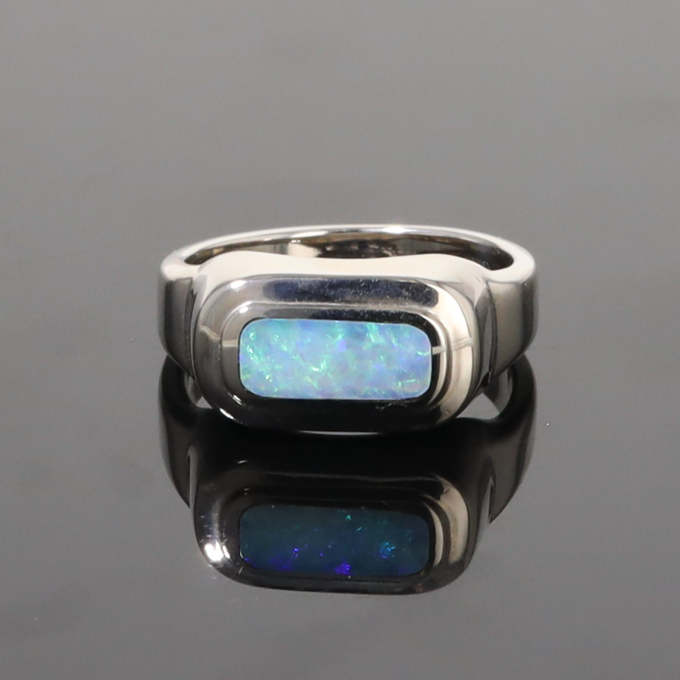 Opal Rings Rectangle Inlaid Design Lady's Ring