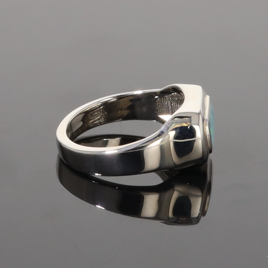 Opal Rings Rectangle Inlaid Design Lady's Ring