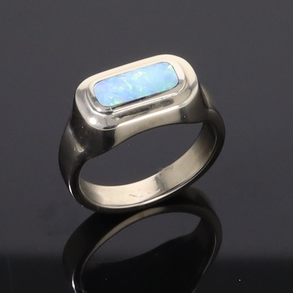Opal Rings Rectangle Inlaid Design Lady's Ring