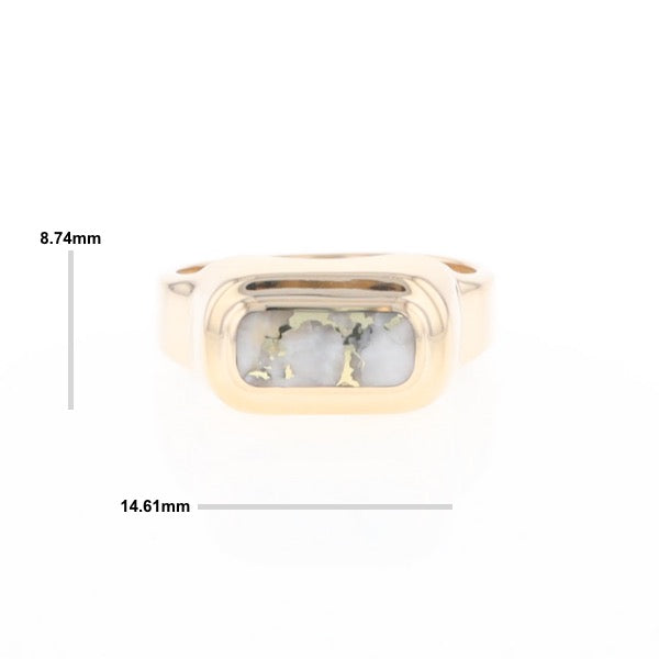 Gold Quartz Ring Oval Inlaid Design - G2