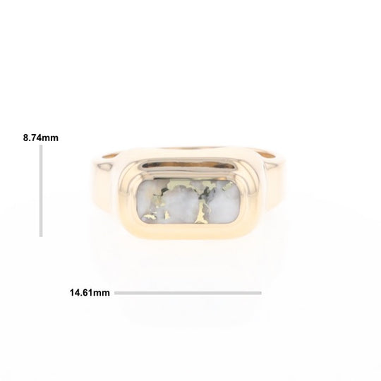 Gold Quartz Ring Oval Inlaid Design - G2