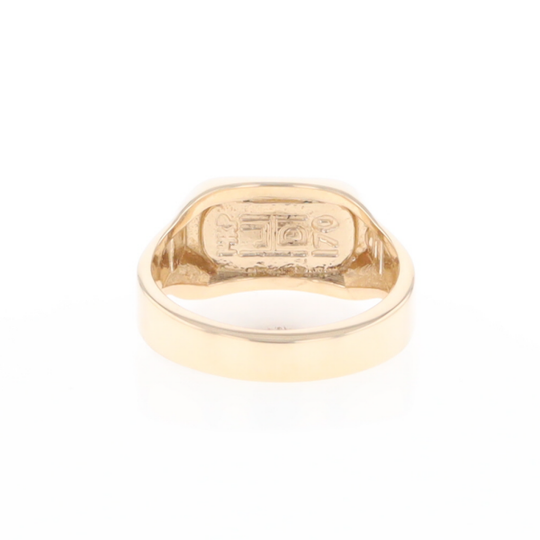 Gold Quartz Ring Oval Inlaid Design - G2
