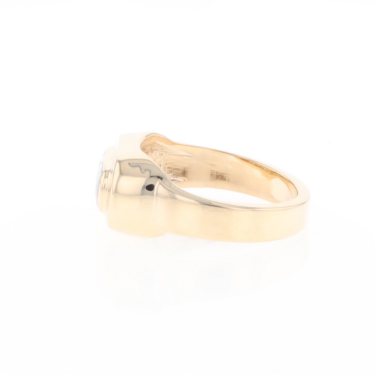 Gold Quartz Ring Oval Inlaid Design - G2
