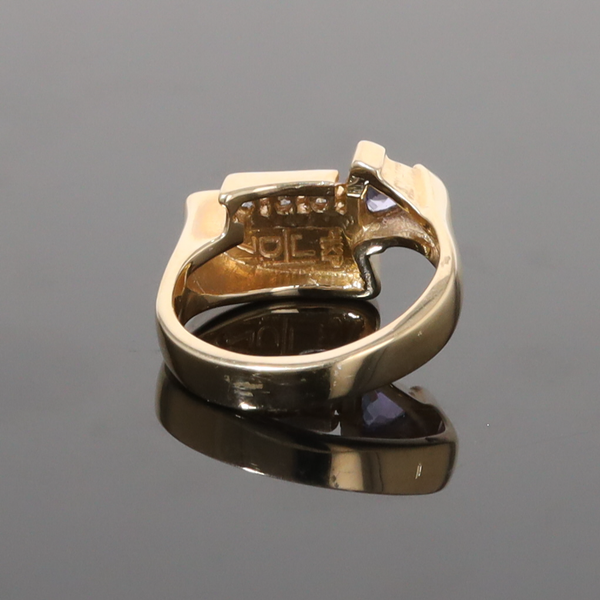Opal Rings Geometric Inlaid with Tanzanite and .08ctw Round Diamonds