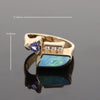 Opal Rings Geometric Inlaid with Tanzanite and .08ctw Round Diamonds