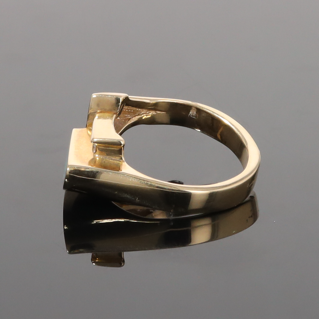 Opal Rings Geometric Inlaid with Tanzanite and .08ctw Round Diamonds