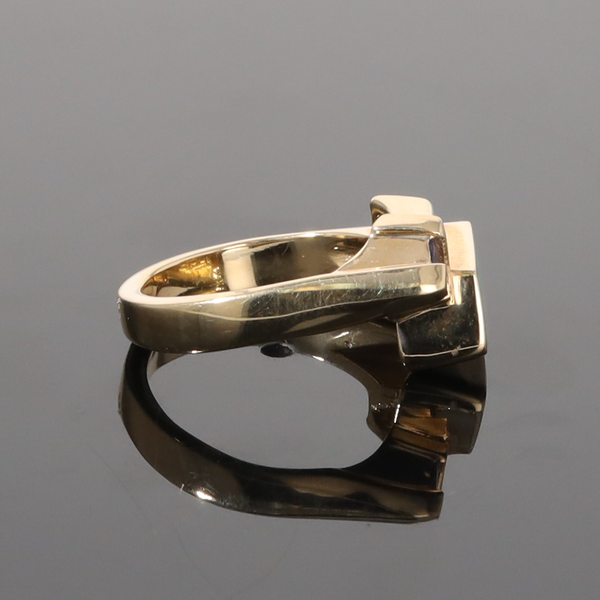Opal Rings Geometric Inlaid with Tanzanite and .08ctw Round Diamonds