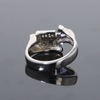 Opal Rings Geometric Inlaid Design with Tanzanite and .08ctw Diamonds