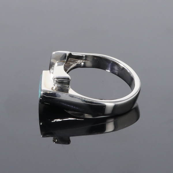 Opal Rings Geometric Inlaid Design with Tanzanite and .08ctw Diamonds