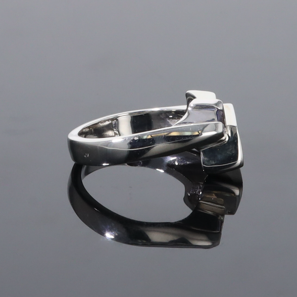 Opal Rings Geometric Inlaid Design with Tanzanite and .08ctw Diamonds
