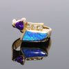 Opal Rings Geometric Inlaid with Amethyst and .08ctw Diamonds