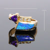 Opal Rings Geometric Inlaid with Amethyst and .08ctw Diamonds