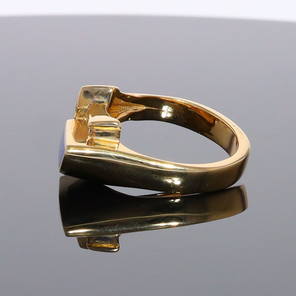 Opal Rings Geometric Inlaid with Amethyst and .08ctw Diamonds