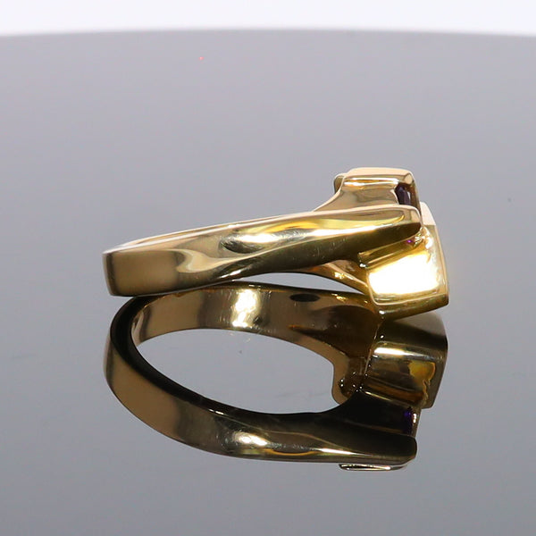 Opal Rings Geometric Inlaid with Amethyst and .08ctw Diamonds