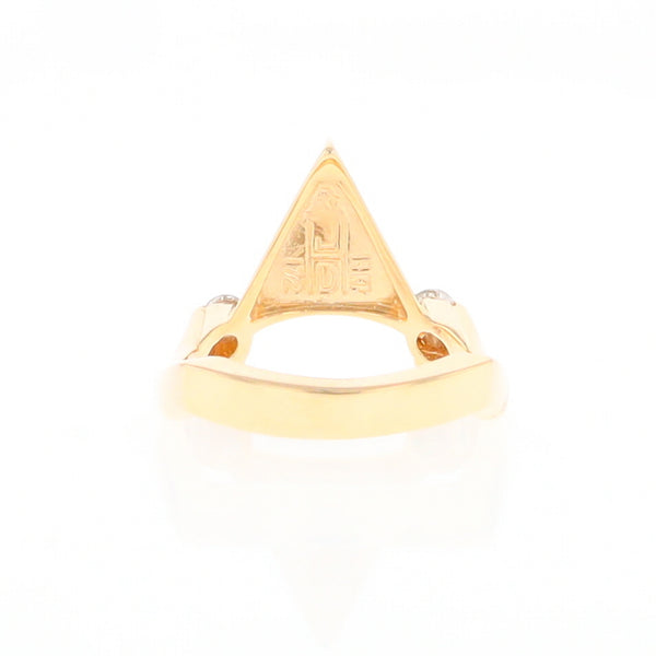 Gold Quartz Ring Triangle Inlaid Design With .14ctw Round Diamonds