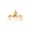 Gold Quartz Ring Triangle Inlaid Design With .14ctw Round Diamonds