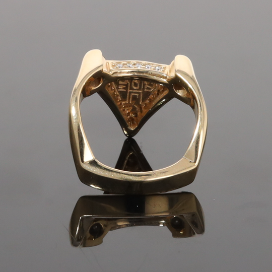 Opal Rings Triangle Inlaid Design with .31ctw Round Diamonds