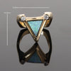 Opal Rings Triangle Inlaid Design with .31ctw Round Diamonds