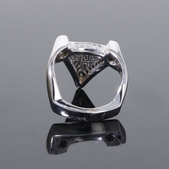 Opal Rings Triangle Inlaid Design with .31ctw Round Diamonds