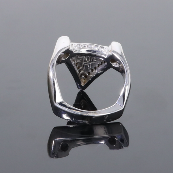 Opal Rings Triangle Inlaid Design with .31ctw Round Diamonds