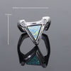 Opal Rings Triangle Inlaid Design with .31ctw Round Diamonds
