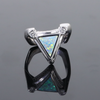 Opal Rings Triangle Inlaid Design with .31ctw Round Diamonds