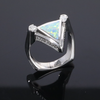 Opal Rings Triangle Inlaid Design with .31ctw Round Diamonds