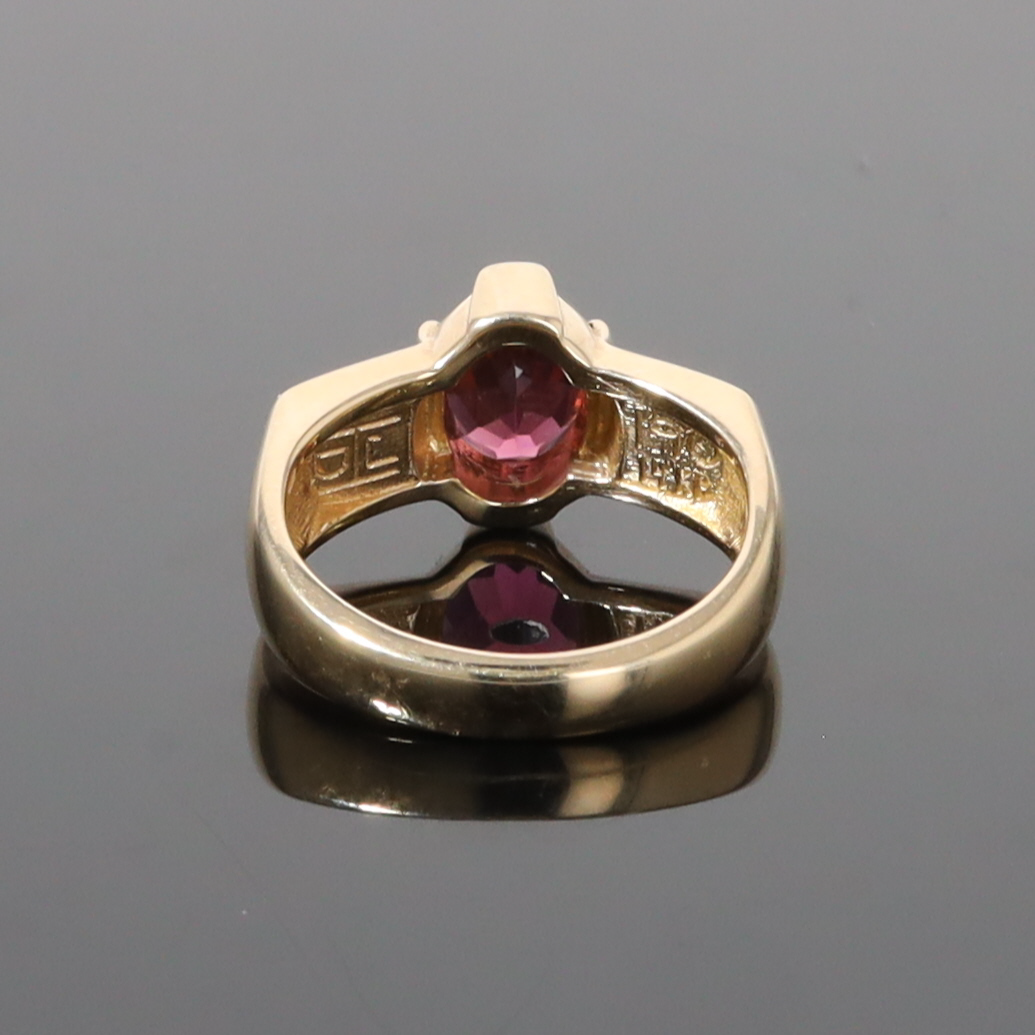 Opal Rings 2 Section Inlaid Design with Oval Pink Tourmaline
