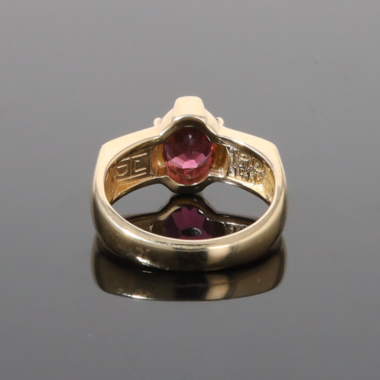 Opal Rings 2 Section Inlaid Design with Oval Pink Tourmaline