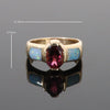 Opal Rings 2 Section Inlaid Design with Oval Pink Tourmaline