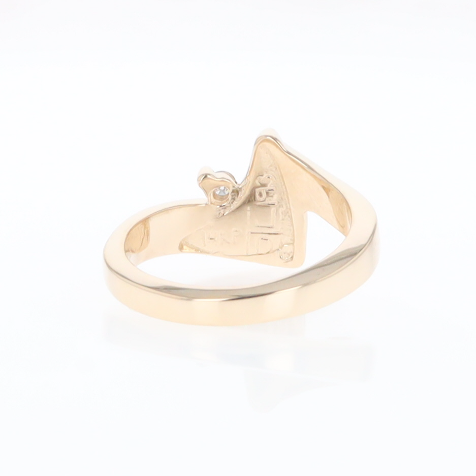 Meteorite Ring Boat Sail Inlaid Design with .04ctw Round Diamond