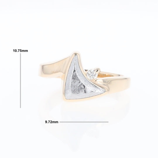 Meteorite Ring Boat Sail Inlaid Design with .04ctw Round Diamond