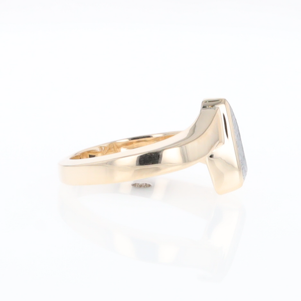Meteorite Ring Boat Sail Inlaid Design with .04ctw Round Diamond