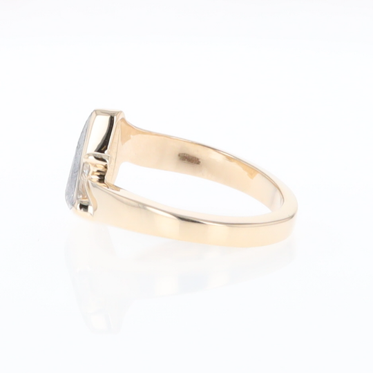 Meteorite Ring Boat Sail Inlaid Design with .04ctw Round Diamond