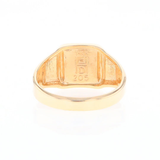 Gold Quartz Ring Square Inlaid Design