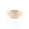 Gold Quartz Ring Square Inlaid Design