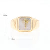 Gold Quartz Ring Square Inlaid Design