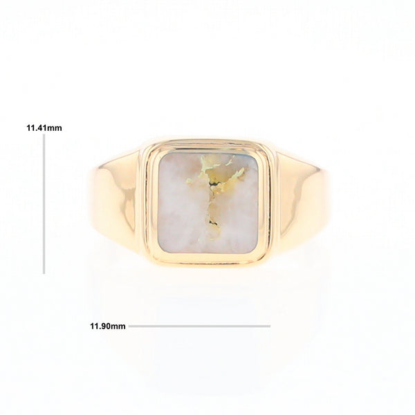 Gold Quartz Ring Square Inlaid Design