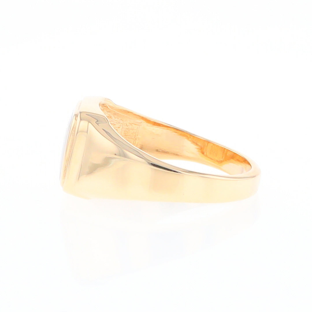 Gold Quartz Ring Square Inlaid Design