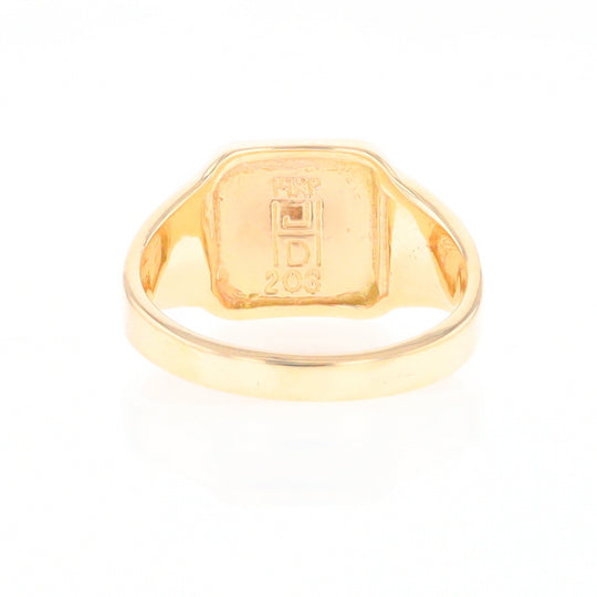 Gold Quartz Ring Square Inlaid Center Design with Natural Nugget Sides