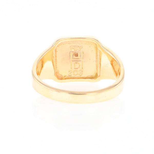 Gold Quartz Ring Square Inlaid Center Design with Natural Nugget Sides