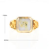 Gold Quartz Ring Square Inlaid Center Design with Natural Nugget Sides