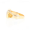 Gold Quartz Ring Square Inlaid Center Design with Natural Nugget Sides