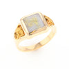 Gold Quartz Ring Square Inlaid Center Design with Natural Nugget Sides