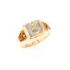 Gold Quartz Ring Square Inlaid Center Design with Natural Nugget Sides