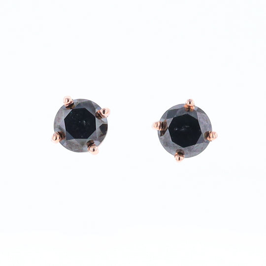3.21ctw Black Diamond Stud Earrings