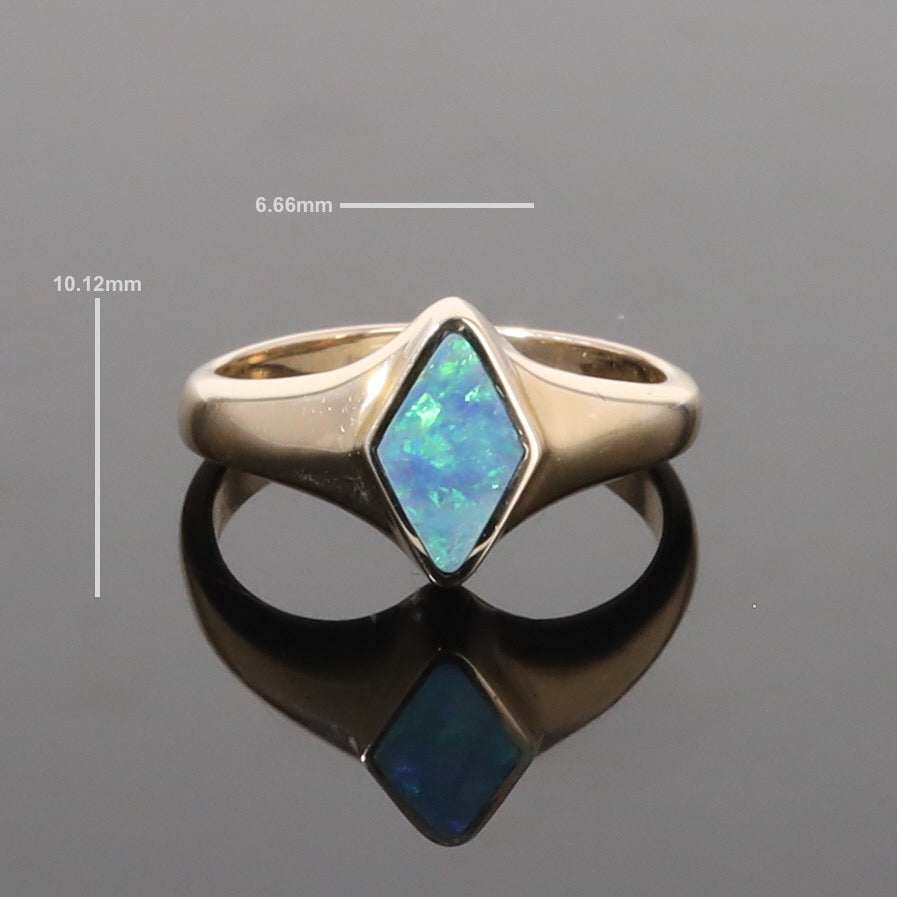 Opal Rings Diamond Shape Inlaid Design